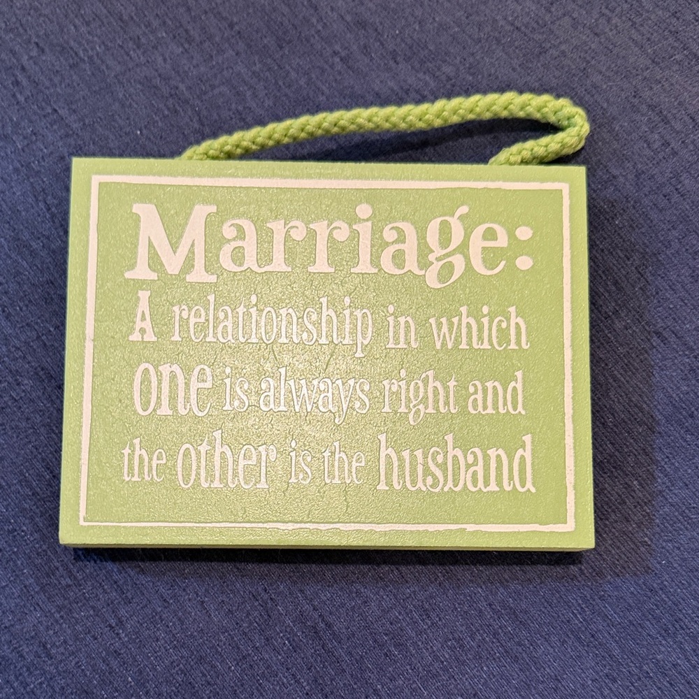 Green Marriage Quote Hanging Sign